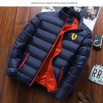안전모내피 페라리 재킷 다운 인쇄 남성 캐주얼 패션 지퍼 탑 직접 가을 겨울, XXXL, Navy