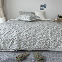 플라워 파티 간절기 차렵 이불 아사 60수 북유럽풍 감성 이불 꽃무늬 패턴 무봉제 순면 잔꽃무늬