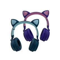 펑티모 고양이 초등 어린이 PC 게이밍 화상수업 헤드셋 헤드폰, 다크블루