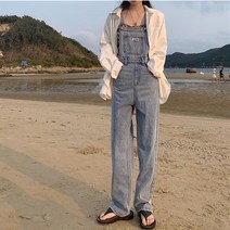 겟잇미 일자핏 데일리 멜빵 데님팬츠