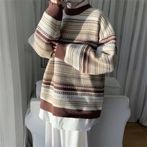 스웨터 남 추동복 풀오버 커플룩 코트 학원풍 코트 라운드 봄가을 남성 니트