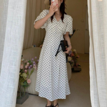 또오는집 퍼프소매 도트 롱원피스
