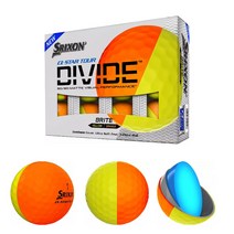 스릭슨 큐스타 디바이드 투어 반반컬러볼 칼라골프공, 오렌지/옐로우, 1개