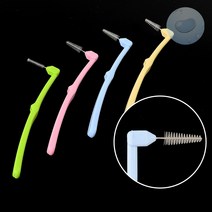SOCEAN 국산 플라그제거 치간 브러쉬 잇몸 치솔 L형 3P 치석 제거기 임플란트 스틱 치실 잇몸 마사지 틀니 칫솔 구강 치아 세척기 치간 세정기 휴대용 미니 칫솔 치간실 클리너 치똥 제거, SSSS (0.4mm)