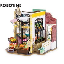 DIY 북엔드 미니어처Robotime-Rolife 칼의 과일 가게 인형의 집 포함 성인 나무 키트 장난감 DG142, 한개옵션0, 한개옵션1