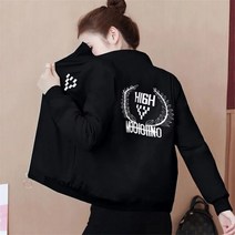 크롭 바람막이 자켓 용 레터 프린트 봄버 재킷 스탠드 칼라 짧은 코트 캐주얼 겉옷 스트리트웨어 봄