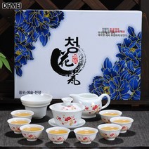 고백자 다기 세트 쿵푸 다기 세트 뚜껑 그릇 찻잔 도자기 선물 다기, 12종세트 홍매화(선물세트)