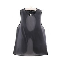 희미몰 PU 방수 앞치마 반투명 메쉬 미술 미용실앞치마 주방앞치마 가정용 업소용 작업 벨크로 기름얼룩방지, 블랙 일반형 숏