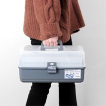 초등학생 문구정리 미술도구 정리함 가방 부품보관함 미술공작 집콕놀이, 클리어 3단 멀티박스 대