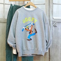 이힝 [디즈니정품] 여성용 빈티지 구피 프린팅 루즈핏 맨투맨