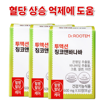 투액션 징코앤바나바 기억력 혈행 개선 혈당상승 억제 도움 바나바잎 은행잎 추출, 3박스(90정3개월)