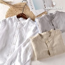 아날로이드 남자 헨리넥 린넨셔츠 여름 빅사이즈 마셔츠 무지남방 AST12