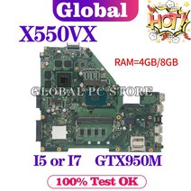 노트북 메인보드 X550VX ASUS FH5900V W50V 노트북 마더 보드 I5I7 GT940MGTX950M 4GB8GB, 07 8GB I77700HQ GTX950