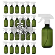 [50개묶음판매] 28파이 건스프레이용기 300ml 500ml 분무기 공병(2가지분사방식), 300ml 녹색용기, 검정캡, 50개