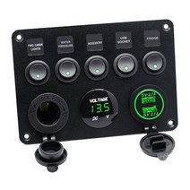시거잭인버터 시거잭220v변환 5 갱 12 v24 v 인라인 퓨즈 박스 led 스위치 패널 듀얼 usb 자동차 보트 트럭 캠핑카 디지털 전압 디스플레이 블루그린 인버터 15, 협력사, 초록