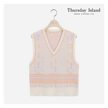 [국내정식매장] 써스데이아일랜드 티셔츠 [Thursday Island] 여성 자카드 브이넥 베스트(T214MVT234W)