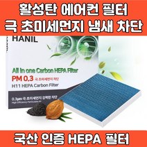 자동차 차량 프리미엄 에어컨 필터 활성탄 헤파필터 에어필터 4면띠 마감 극초미세먼지 MPPS 완벽차단 h11 PM0.3 iso9001 iso14001 인증, GG103 싼타페CM TG NF소나타 로체 어드벤스