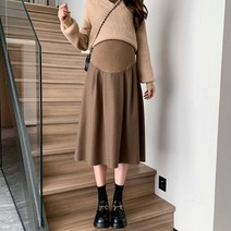 데님 청자켓 청난방 청남방 연청 진청 셔츠 블라우스 8903 가을/겨울 출산 치마 주름 A 라인 느슨한 탄성 허리 배꼽 옷 임산부 캐주얼 임신 하의
