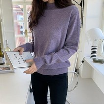 옷자락 여자 캐시미어 반목 폴라 오트밀 크림 쭉티 티셔츠