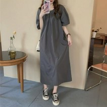 신세계TV쇼핑 [옷자락] 여자 여름 퍼프반팔 루즈핏 임부복 무지 롱원피스