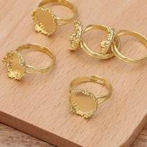 비즈공예 원석 50 조정 가능한 구리 반지 기본 설정 보석 12 mm 라운드 카보 숑 DIY 액세서리, 01 은_01 12mm Blank