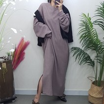 제이후 오버핏 편한 가을 니트 옆트임 맥시 빅사이즈 롱 원피스