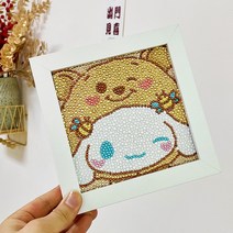 Tscorp 액자형 보석십자수 DIY 큐빅 비즈 산리오 피카츄 짱구 도라에몽, 시나모롤-04