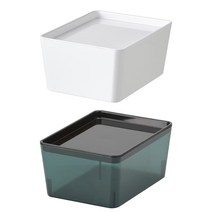 이케아 KUGGIS 쿠기스 수납함+뚜껑 13x18x8cm수납박스정리함리빙공간박스다용도, 투명 블랙_405.140.31