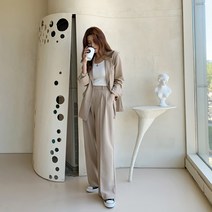 토마토팩토리 여성용 베이직 자켓 + 와이드 슬랙스 세트