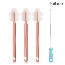 하이비 몽글이 텀블러 병 세척솔 롱와이드3p+빨대브러시1p(컬러랜덤), 3.코랄