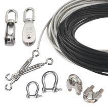 코팅 와이어 로프 클립 PVC 1M절단 1.2mm 1.6mm 2mm 2.4mm 3mm 4mm 5mm 6mm, 7.스텐 도르래, 50mm