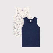 PETIT BATEAU [빠른배송] 남아 프린트 패턴&솔리드 탱크탑 나시 2PACK