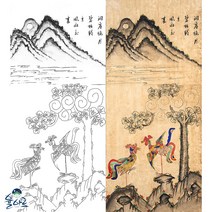 봉황도 3 민화 도안 본 민화그리기 본그림 공모전 취미 원데이클래스 컬러링 수업자료 민화본, 고급 닥순지, 원본 사이즈(추천)