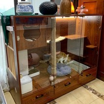 고양이호텔장 고양이철장 펜스 입원장 펫홈 대형철장 대형고양이장 애견장 애견호텔장 3단케이지 룸 대형 캐비닛 애완 동물 용품, 606060 원목아크릴도어패키지설치+바니쉬