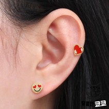 언발란스 귀걸이 학생 친구 일자침 생일 선물 우정 핀 러블리 골드 스마일 키치 포인트 하트 데일리 여자 필드