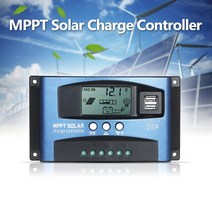 태양광 태양열 컨트롤러 충전 태양전지 60/100A MPPT 솔라 충전 컨트롤러 듀얼 USB 추적 5V/2A 출력 12 V/2, 01 Blue_03 50A