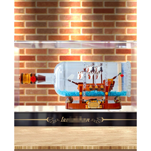 호환 쇼케이스 레고 21313 병 속의 배 아크릴 케이스 수납 방진 수납함 진열장 장식장, 프리미엄 베이스 + 페인팅 배경, 35x14x16cm, 35x14x16cm