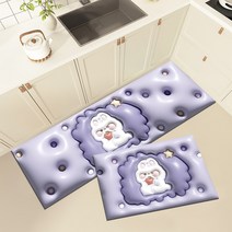 폴라도레 2종세트 빨아쓰는 소프트 규조토 발매트 3D 착시 입체 욕실 주방 매트, 15.보라토끼3D