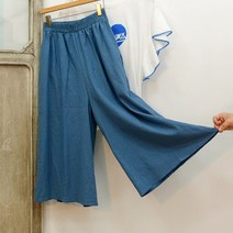 고급 린넨 8부 밴딩 와이드팬츠 치마바지