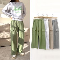 핑크홀릭 에드 데일리 카고 건빵 일자 와이드 통바지 트레이닝 팬츠
