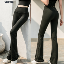 VEETIZ 여성 부츠컷 레깅스 와이드핏 요가바지 필라테스 헬스 운동 하의
