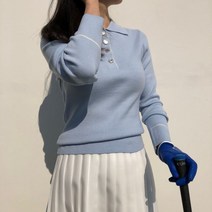 로로얼로이 여성 봄 꽃잎카라 골프 니트 골프룩