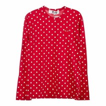 [라벨루쏘] [꼼데가르송] 하트 로고 패치 남성 도트 티셔츠 P1T166 RED
