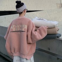 레터링 후리스점퍼 집업 뽀글이 플리스 LK-HS22 아우터 오버핏 여성 여자 겨울 보온 따뜻한