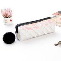 레인보우프렌즈 필통 11Color Option Reversible Sequin Pencil Case for Girls School Supplies Super Big Statione, White