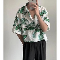 Z3JC 여름 아우터 반팔 셔츠 남 얇은 빈티지 캐주얼 하와이 여행 플라워 비치 플라워 셔츠