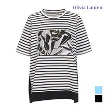 [올리비아로렌] 여성 스트라이프 배색 반팔티셔츠VOCASXM5376