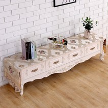 SKANDSALO 식탁보 레이스 패브릭아트 직사각형 거실 화장대 신발장 긴테이블 커버먼지방지 덮개천, T08-골드, C03-40*240CM(적합 장롱 175-200CM)