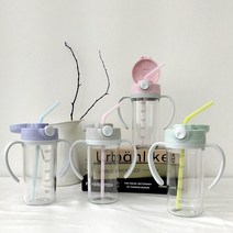 아가프라 스타 트라이탄 빨대컵 300ml 유아물병, 스타 트라이탄 일회용빨대컵-그레이