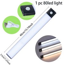 촬영조명 방송조명 링라이트 led night light under 캐비닛 모션 센서 led 옷장 옷장 캐비닛 램프 usb 충전식 주방 룸 통로, 40cm 80led 블랙